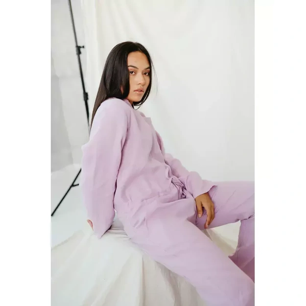 Sofa Killer violetinės spalvos lininis kombinezonas moterims